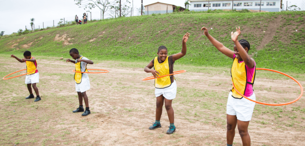 Learners enjoying the physical education component of the Schools Programme. Archival image: Mr Price Foundation / Pierre Tostee