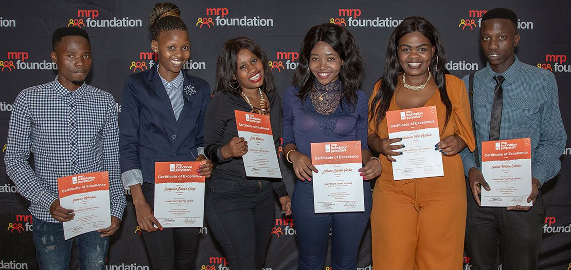 Graduates from the 2019 MRP Foundation Production Programme and Introduction to Retailing Programme celebrate being prepared for Retail and Supply Chain employment opportunities