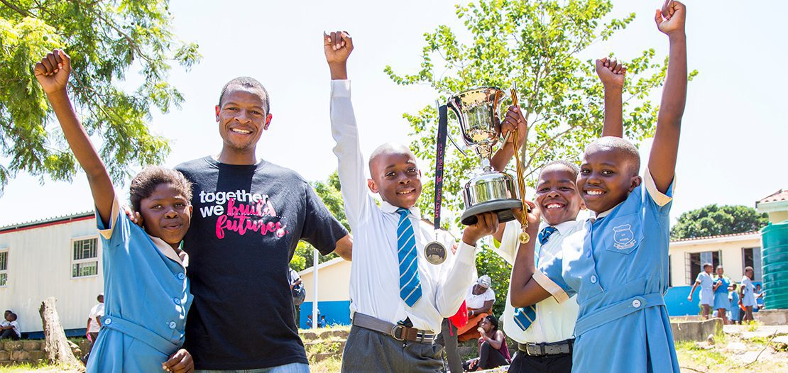 Comrades Marathon double-gold medalist, trail runner and multi-award winner Prodigal Khumalo, inspired learners with his motivational advice at the Aldinville Senior Primary School in Groutville, KwaDukuza, North of Durban